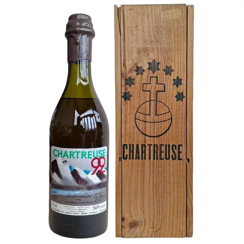 Chartreuse Liqueur 1992 Jeux Olympiques d'Albertville Ltd. Edition in Holzschatulle