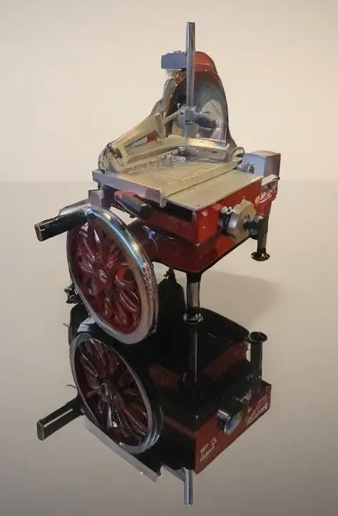 Schneidemaschine mit manuellem Schwungrad - Modell F 300 VO – geblümtes Schwungrad – Rot
