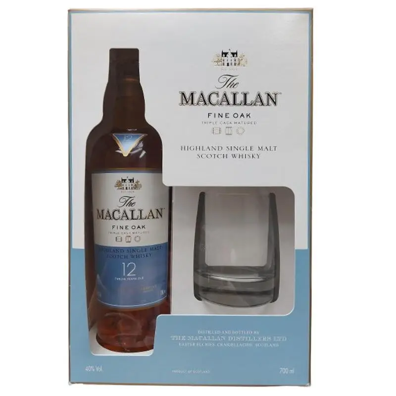 Macallan Fine Oak Triple Cask Matured 12yrs Highland Single Malt Scotch Whisky Set mit Glas - Privatkeller