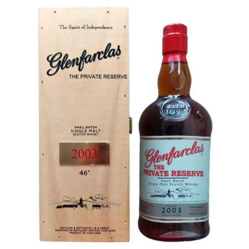 2003 Glenfarclas The Private Reserve 46° Small Batch Single Malt Scotch Whisky in Holzkiste - Privatkeller